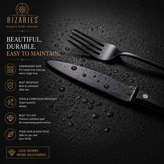 New Black Cutlery Set