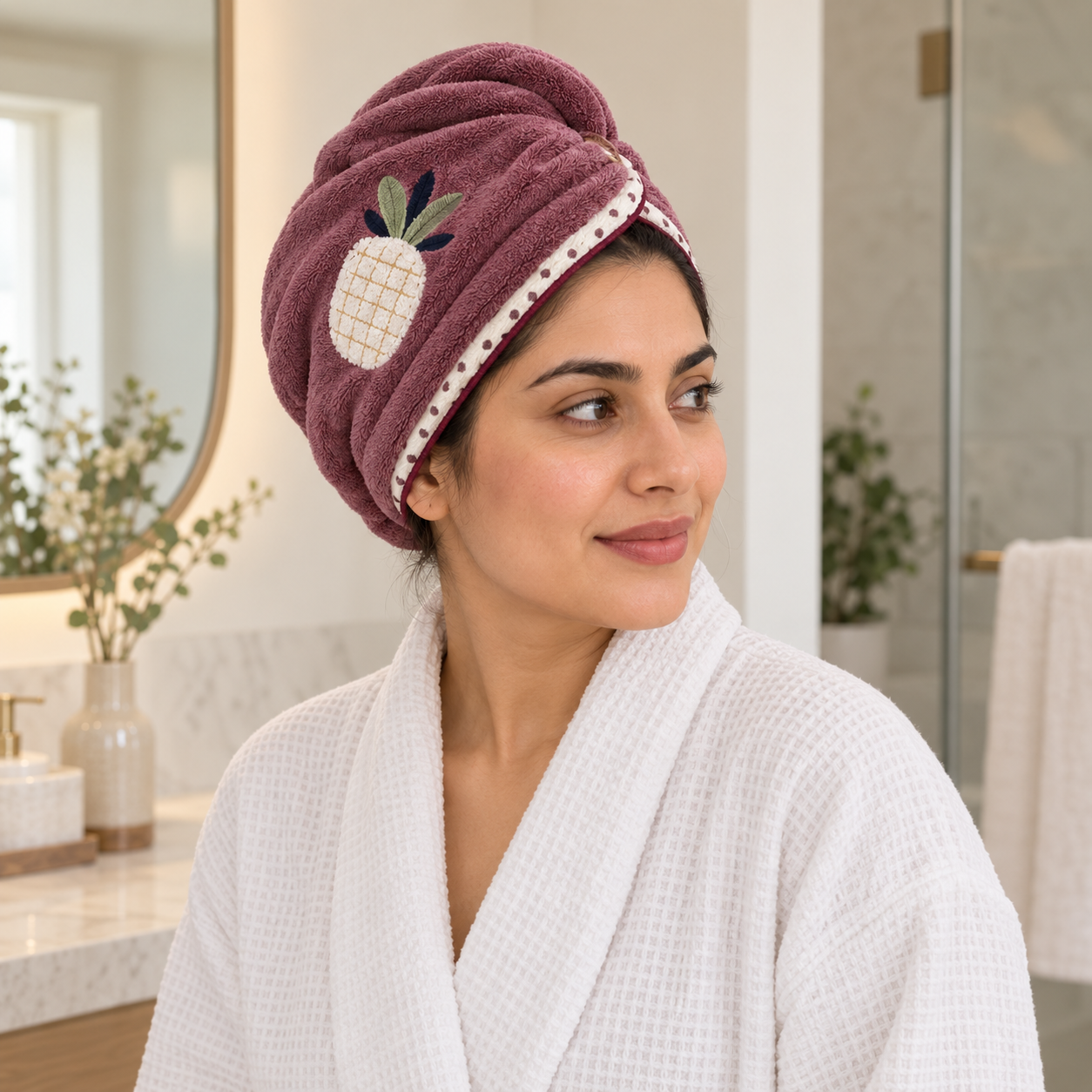 Microfiber Hair Towel Wrap with Button Loop | Quick-Dry Hair Turban