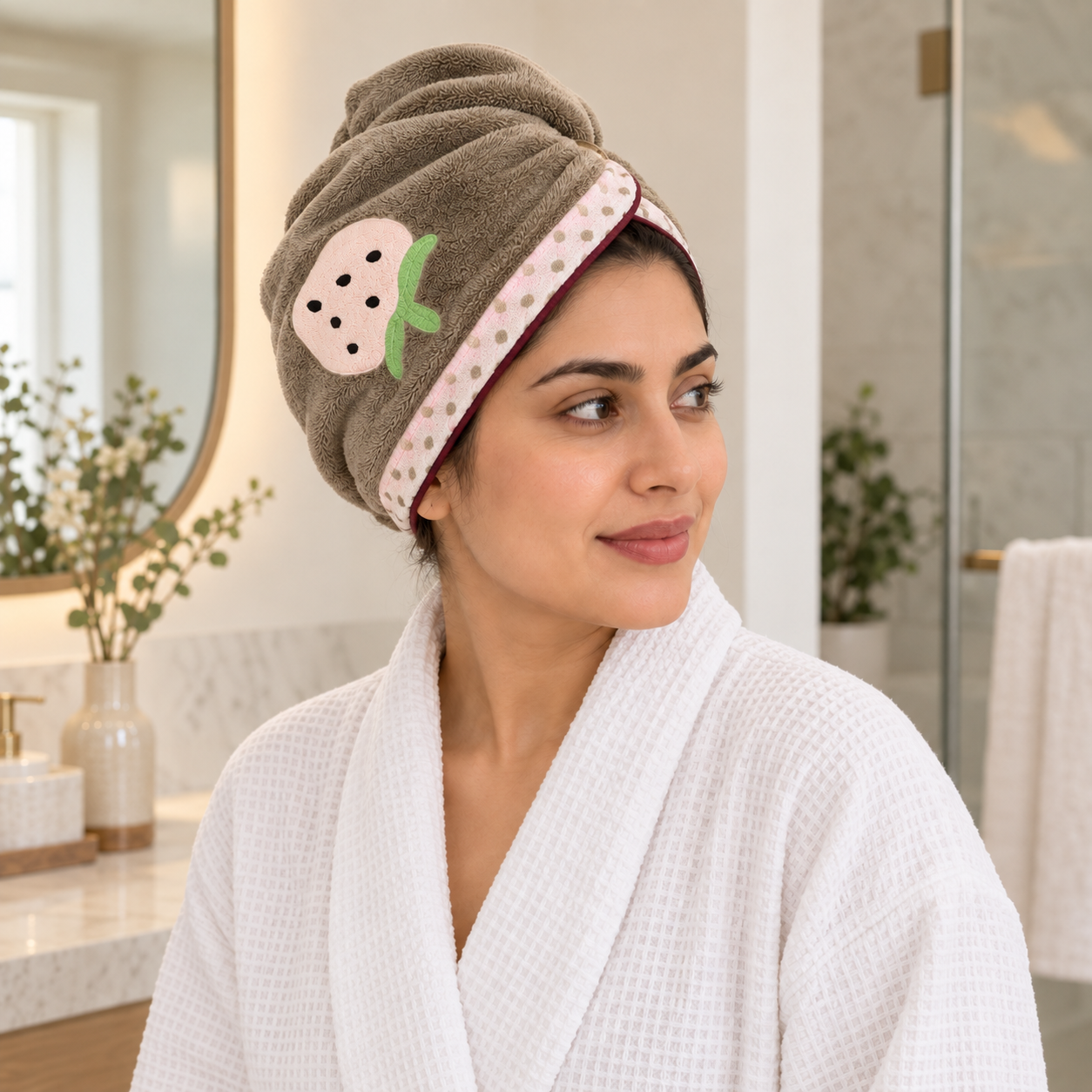 Microfiber Hair Towel Wrap with Button Loop | Quick-Dry Hair Turban