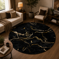 Midnight Gold Marble Round Centerpiece (Rug)