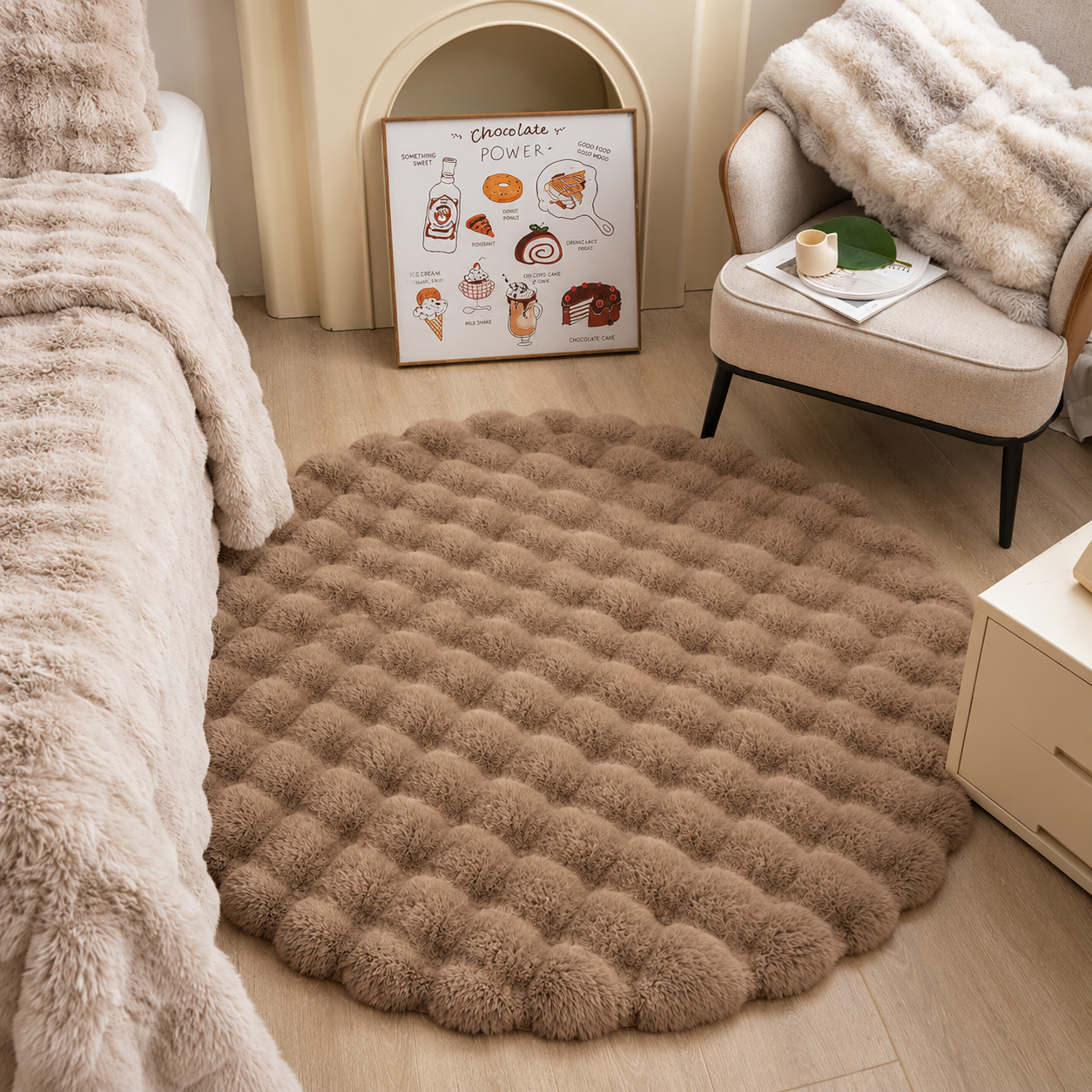 SuperSoft Box Style Fur Round Rug