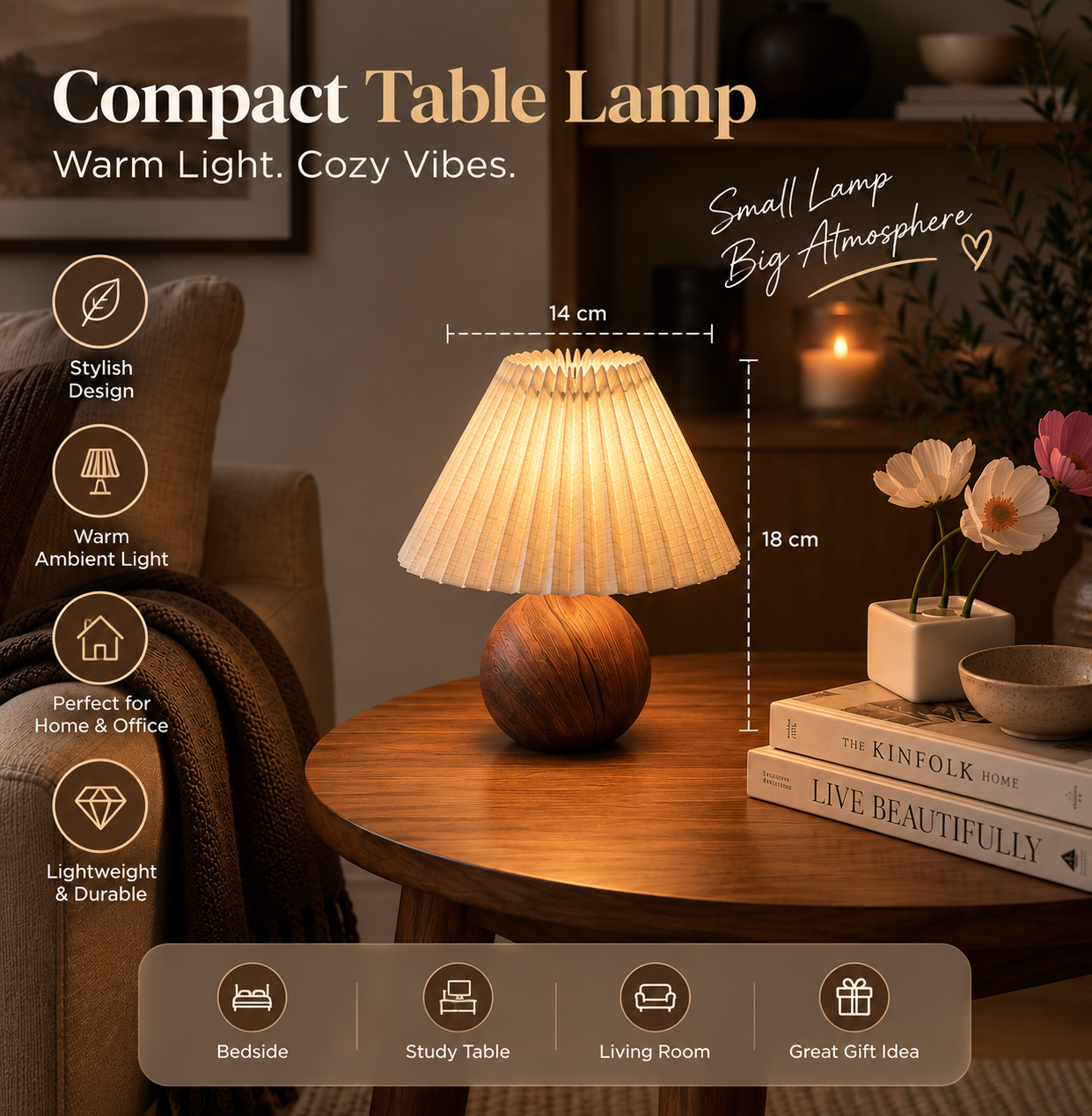 Warm Glow Wooden Style Desk Lamp