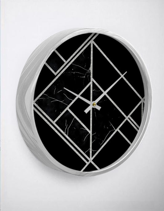 Black Silver Geometric Wall Clock