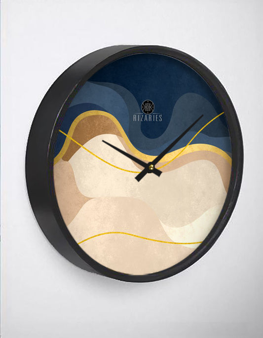 Navy Wavy Wall Clock