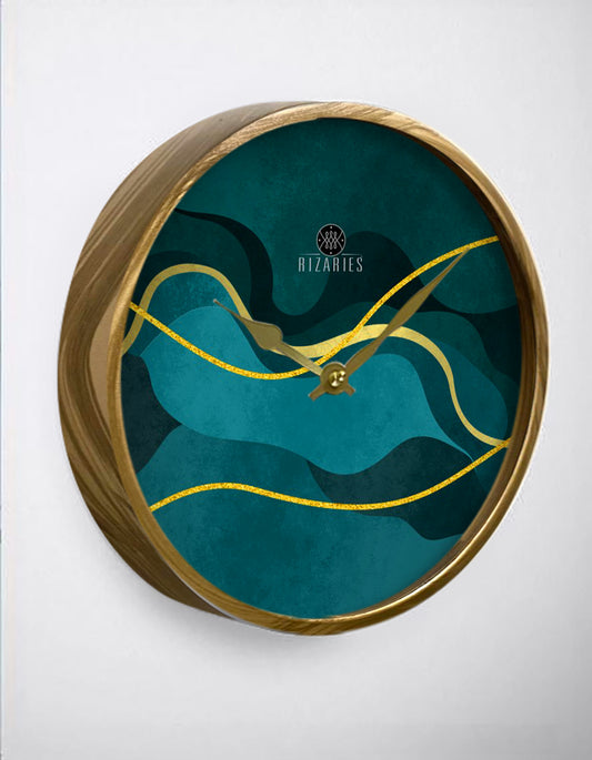 Sea Green Wavy Wall Clock