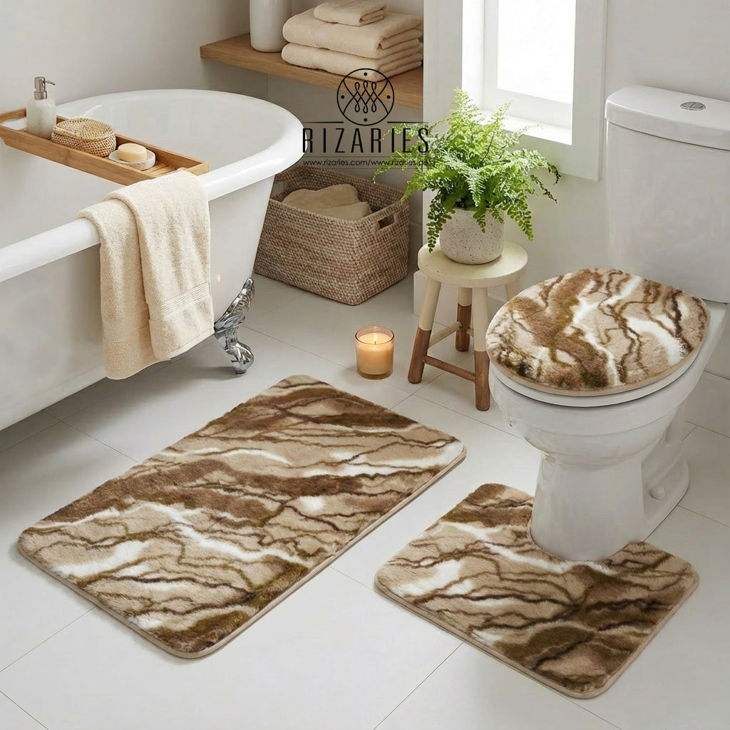 Brown Gold Skin Bathroom Commode Set (3 PCS)