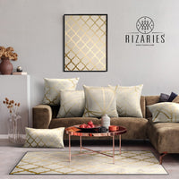 Thumbnail for Beige Gold Throw Cushions Set of 6