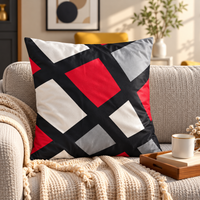 SuperSoft Red Grey Geo Cushion
