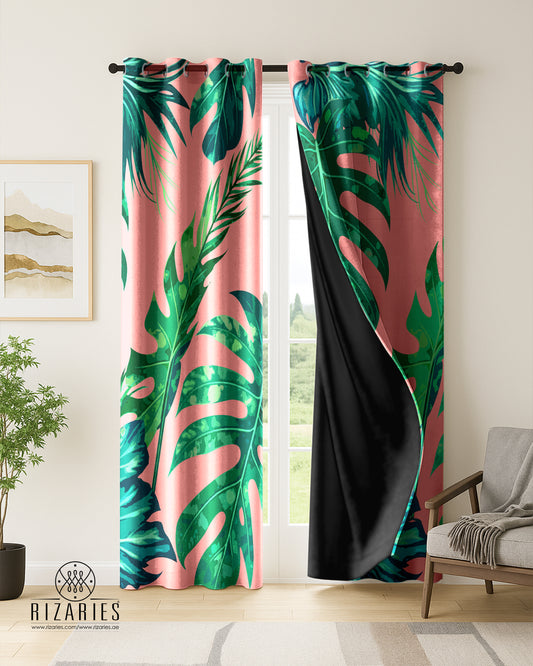 Pink Tropical Curtains