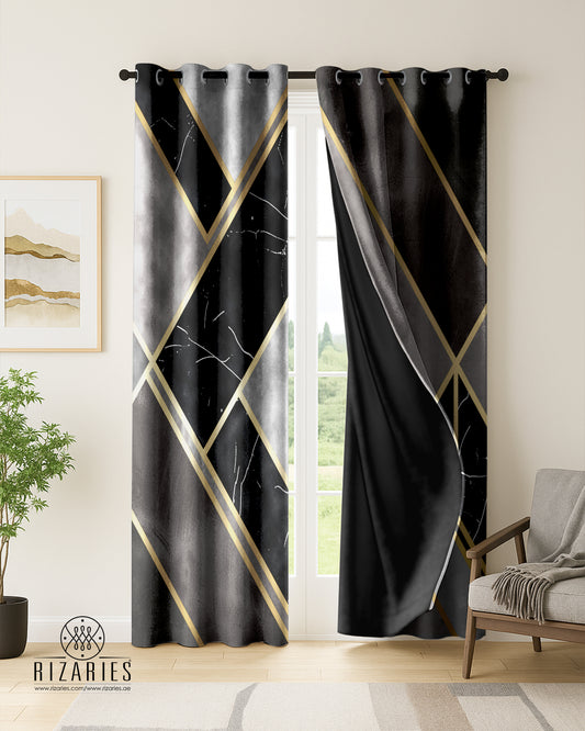 Grey Geomertic Curtains