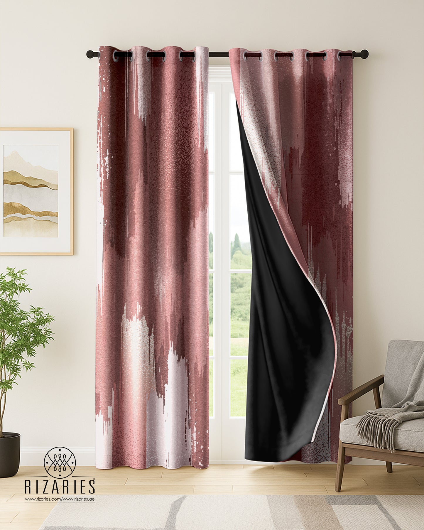 Pink Brushes Curtains