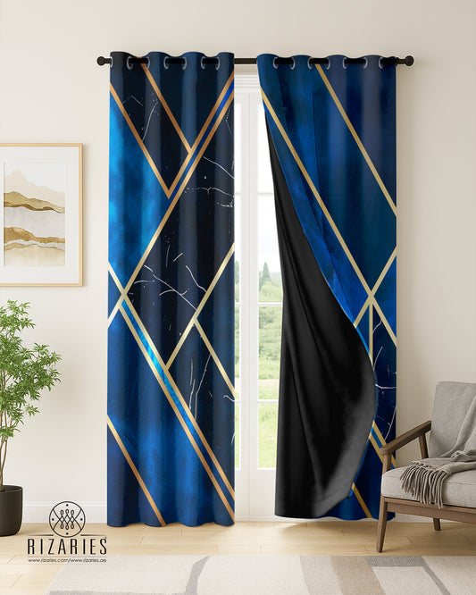 Blue Geometric Curtains