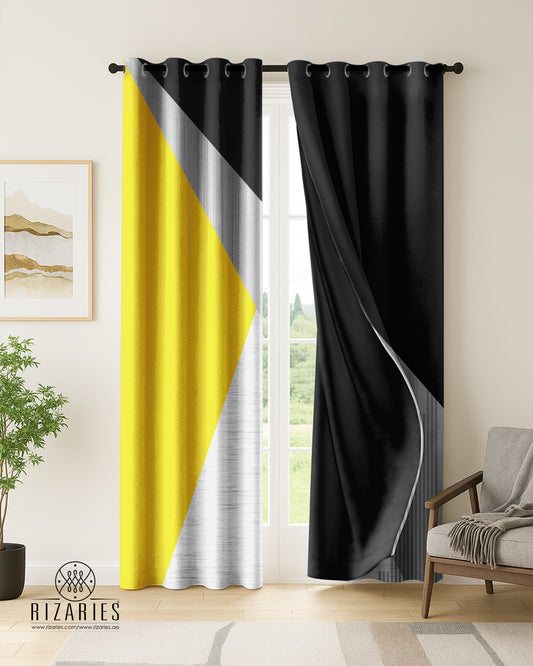 Yellow Grey Triangle Curtains