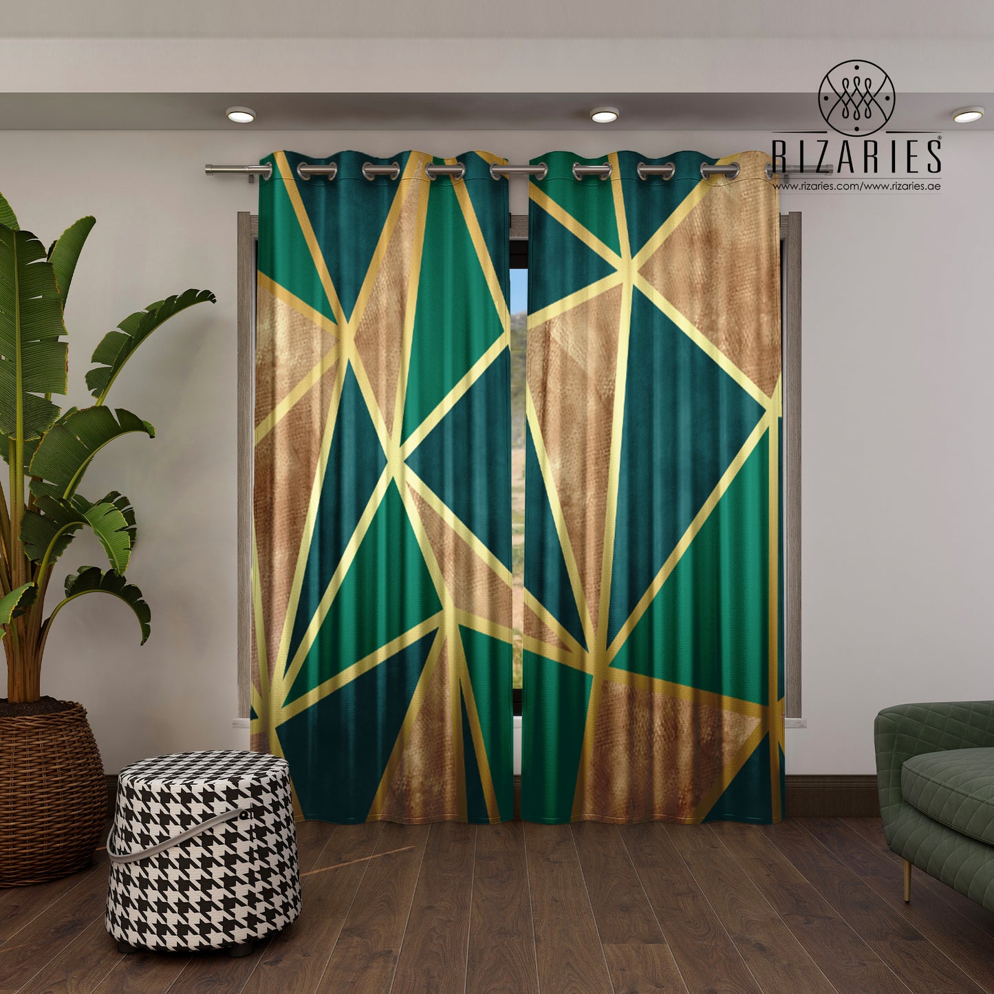 Emerald Copper Triangle Curtains