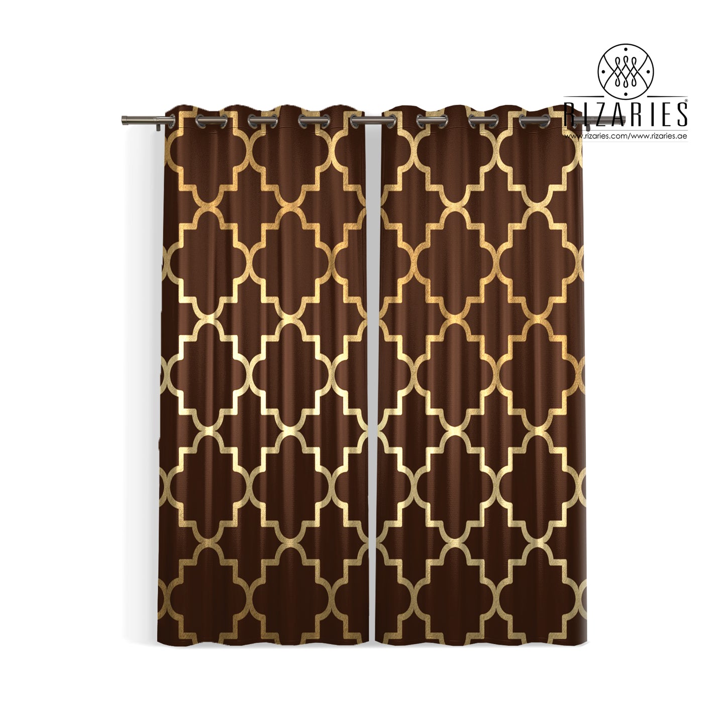 Brown Quatrefoil Curtains