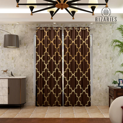 Brown Quatrefoil Curtains
