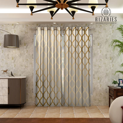 Copper Gold Quatrefoil Curtains