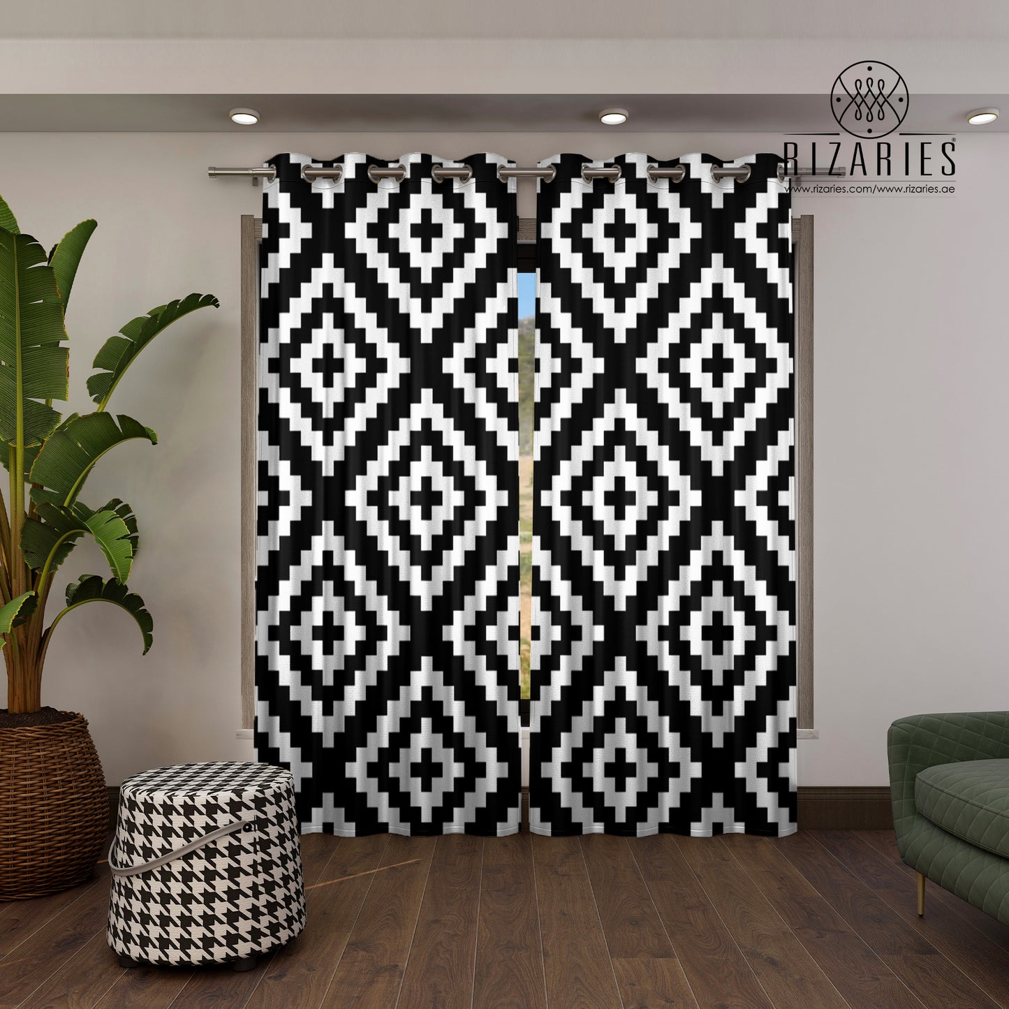 Black & White Geometric Curtains