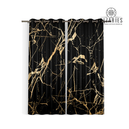 Black Yellow Gold Abstract Curtains