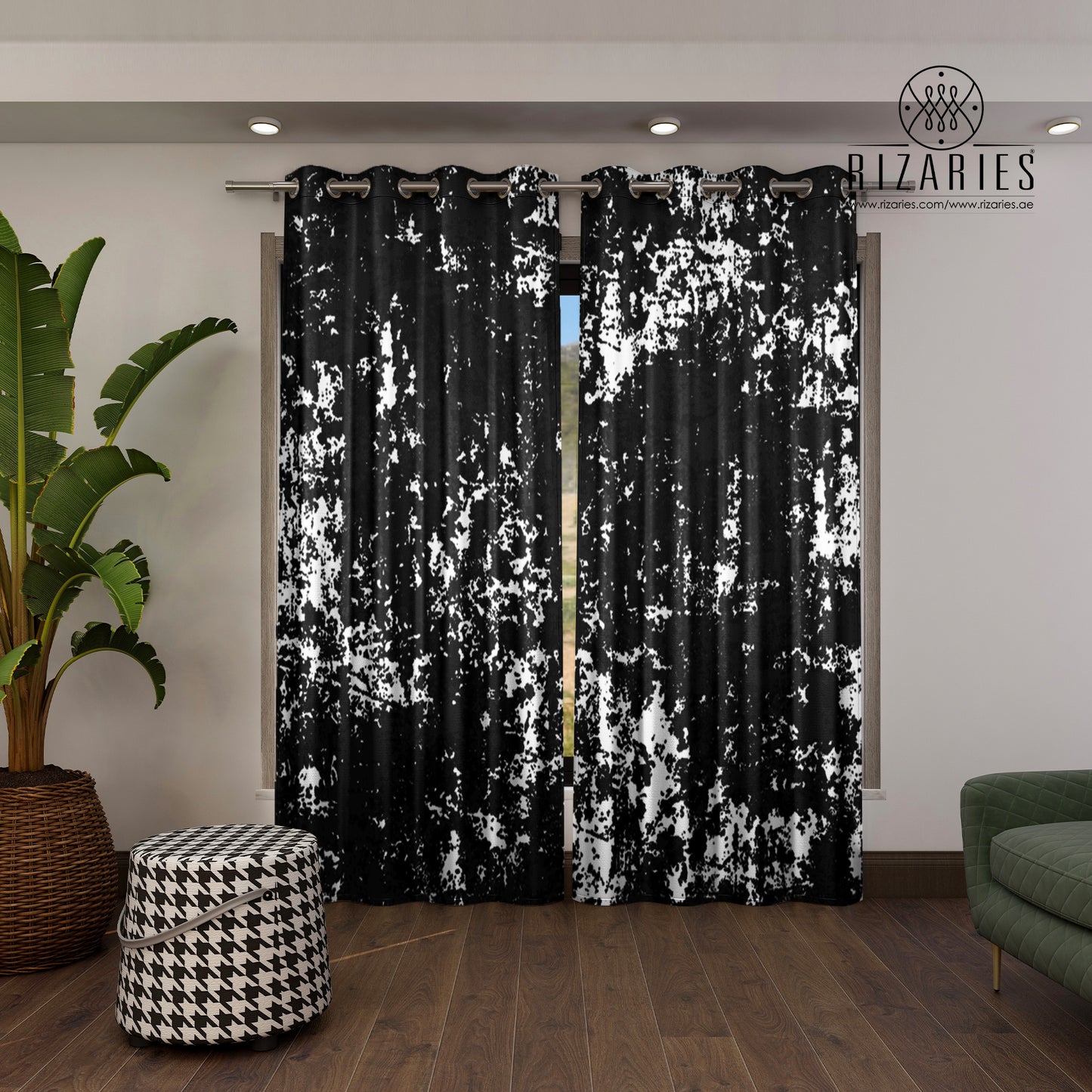 Black White Abstract Curtains