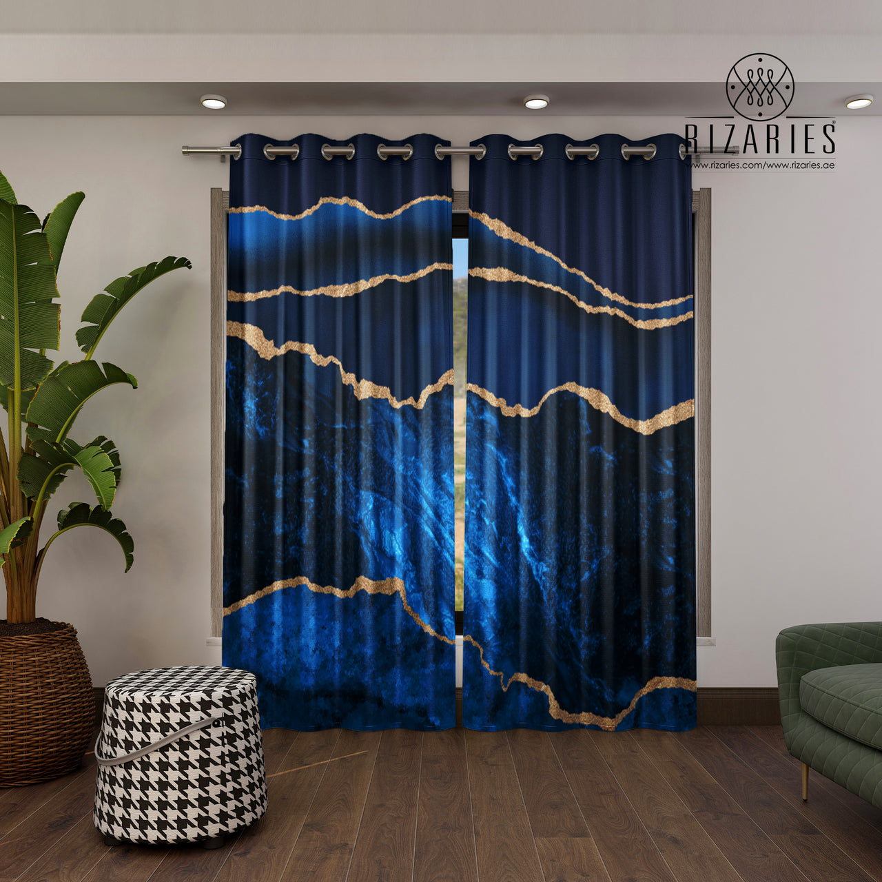 New Blue Gold Curtains (CLEARANCE SALE)