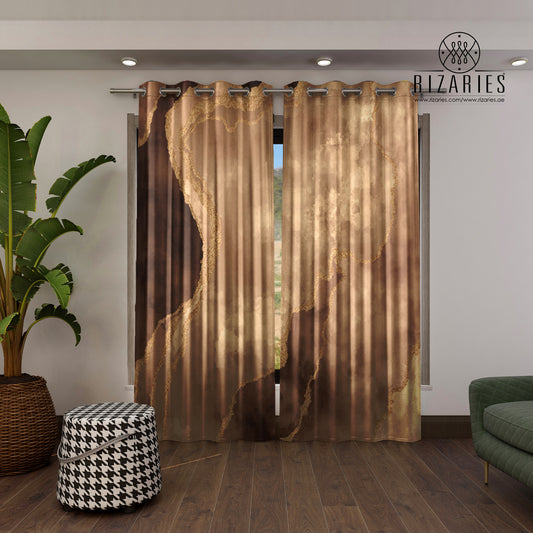 Copper Gold Abstract Curtains