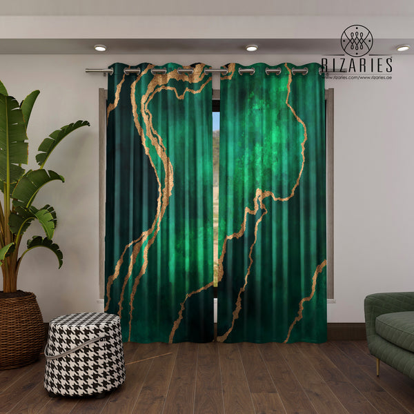 Green Abstract Curtains (CLEARANCE SALE)