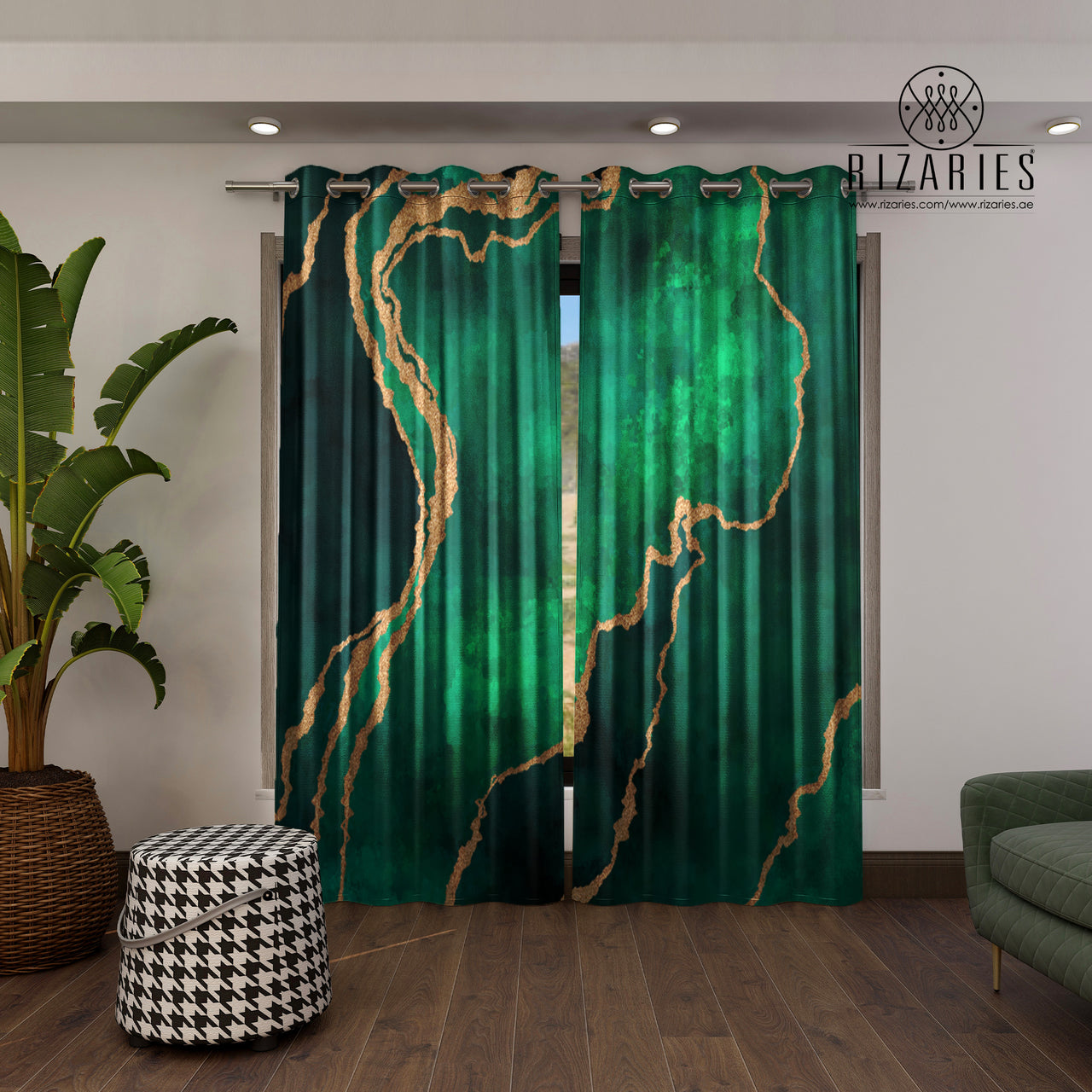 Green Abstract Curtains (CLEARANCE SALE)