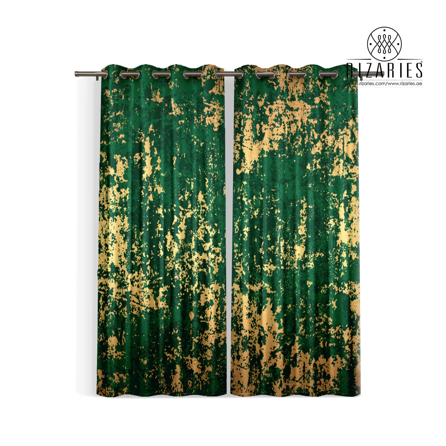 Green Gold Abstract Pattern Curtains