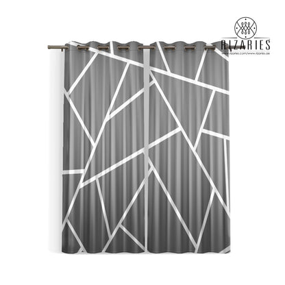 Grey Silver Lines Curtains