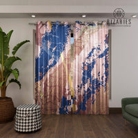 Pink Navy Gold Abstract Curtains (CLEARANCE SALE)