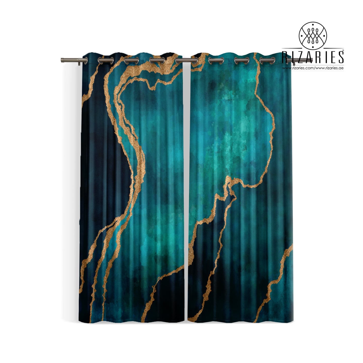 Sea Green Abstract Curtains