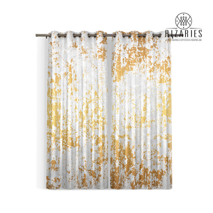 White Gold Abstract Curtains