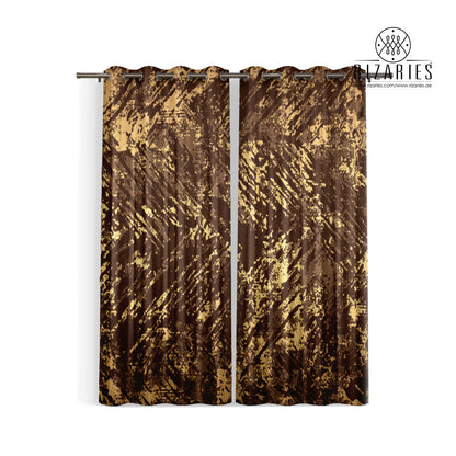 Brown Gold Abstract Curtains