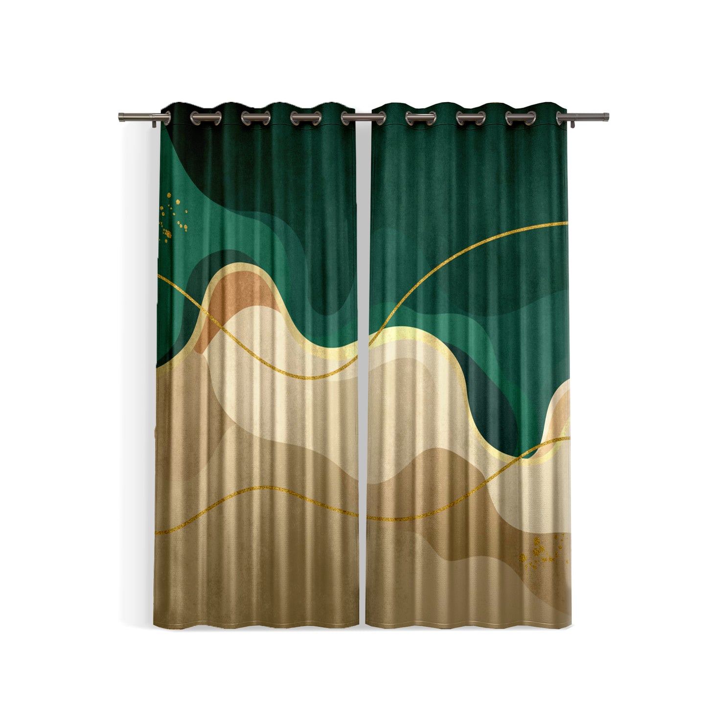 Green Wavy Curtains