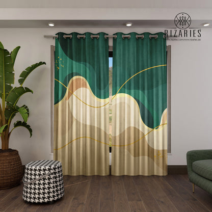 Green Wavy Curtains
