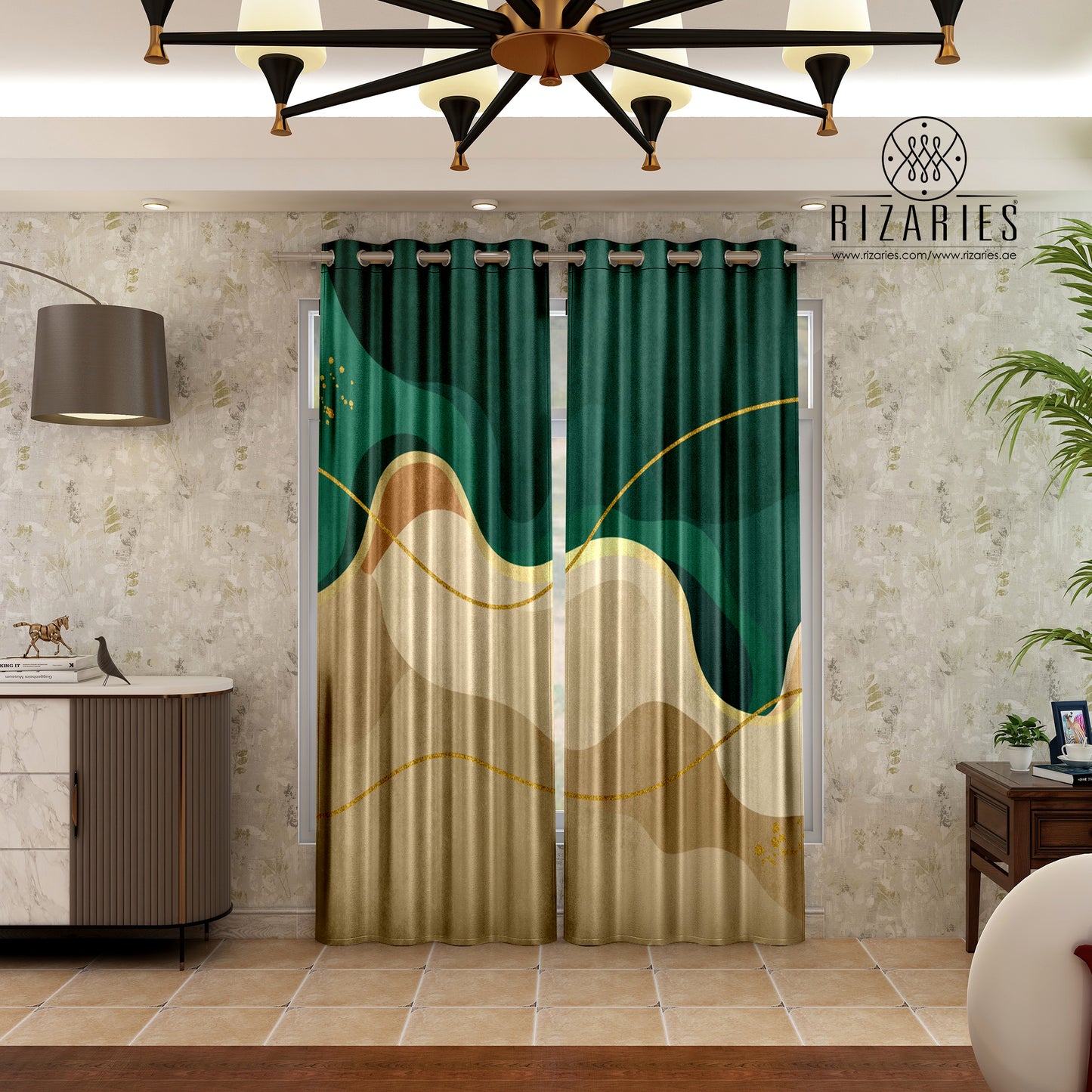 Green Wavy Curtains