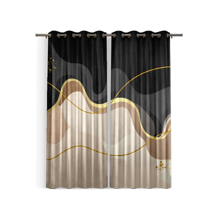 Beige Grey Wavy Curtains