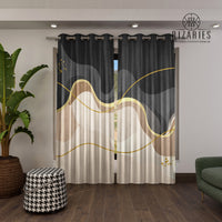 Thumbnail for Beige Grey Wavy Curtains