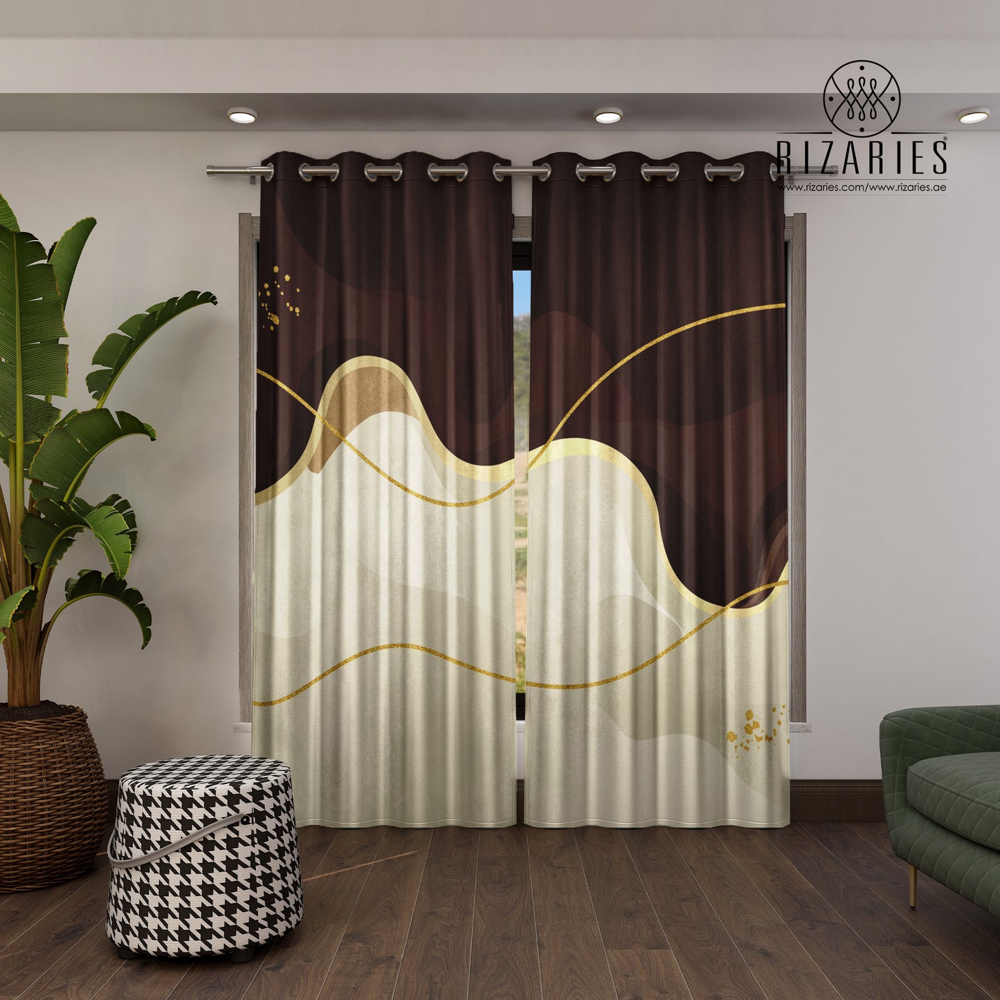 Coffee Cream Wavy Curtains