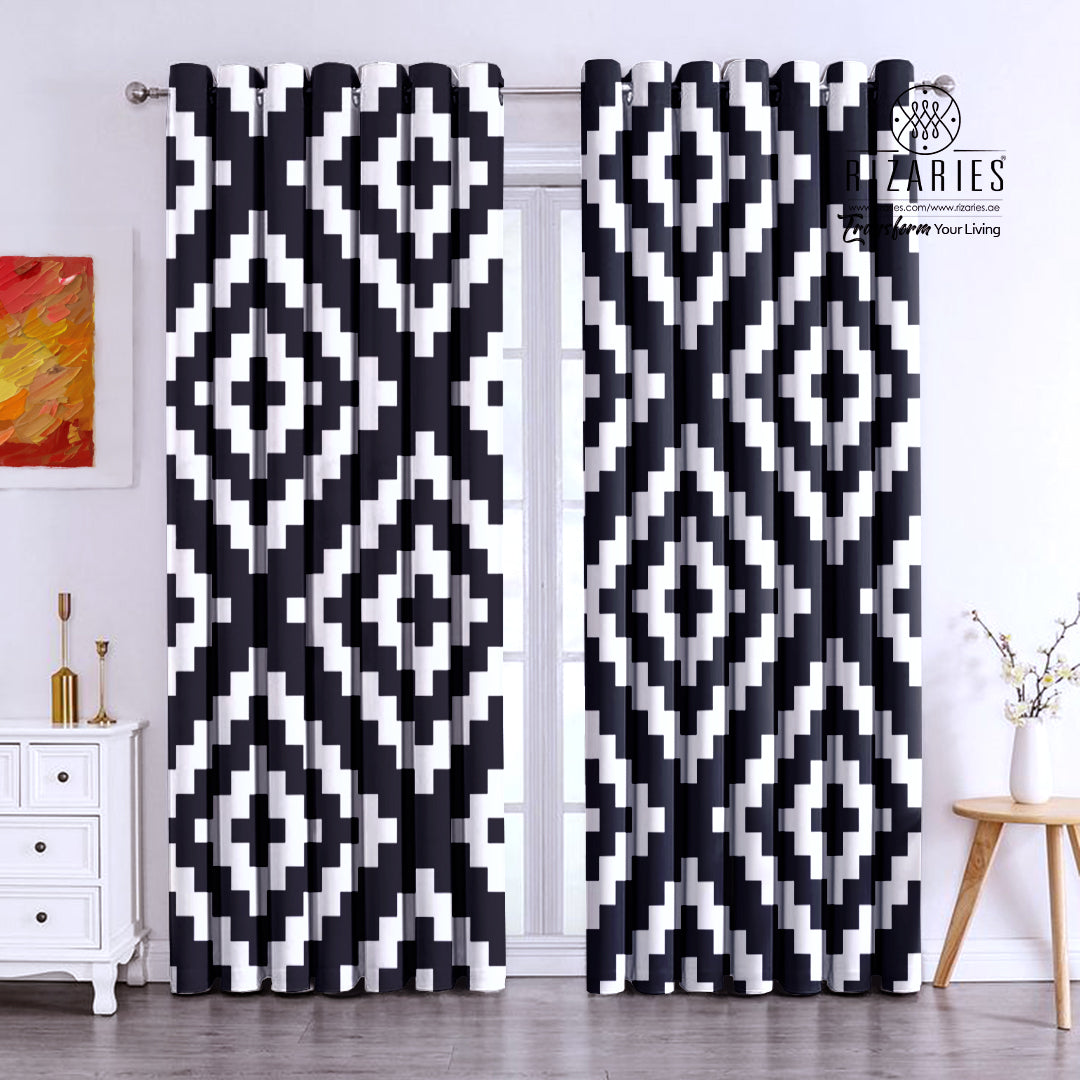 Black & White Geometric Curtains