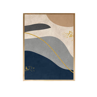 Thumbnail for Navy Beige Wavy Canvas Painting