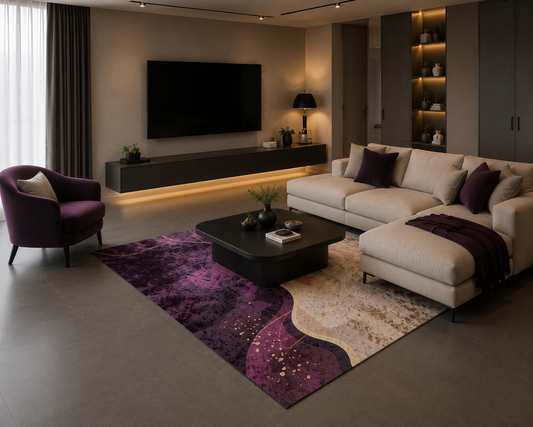 Purple Burgundy Wavy Centerpiece (Rug)