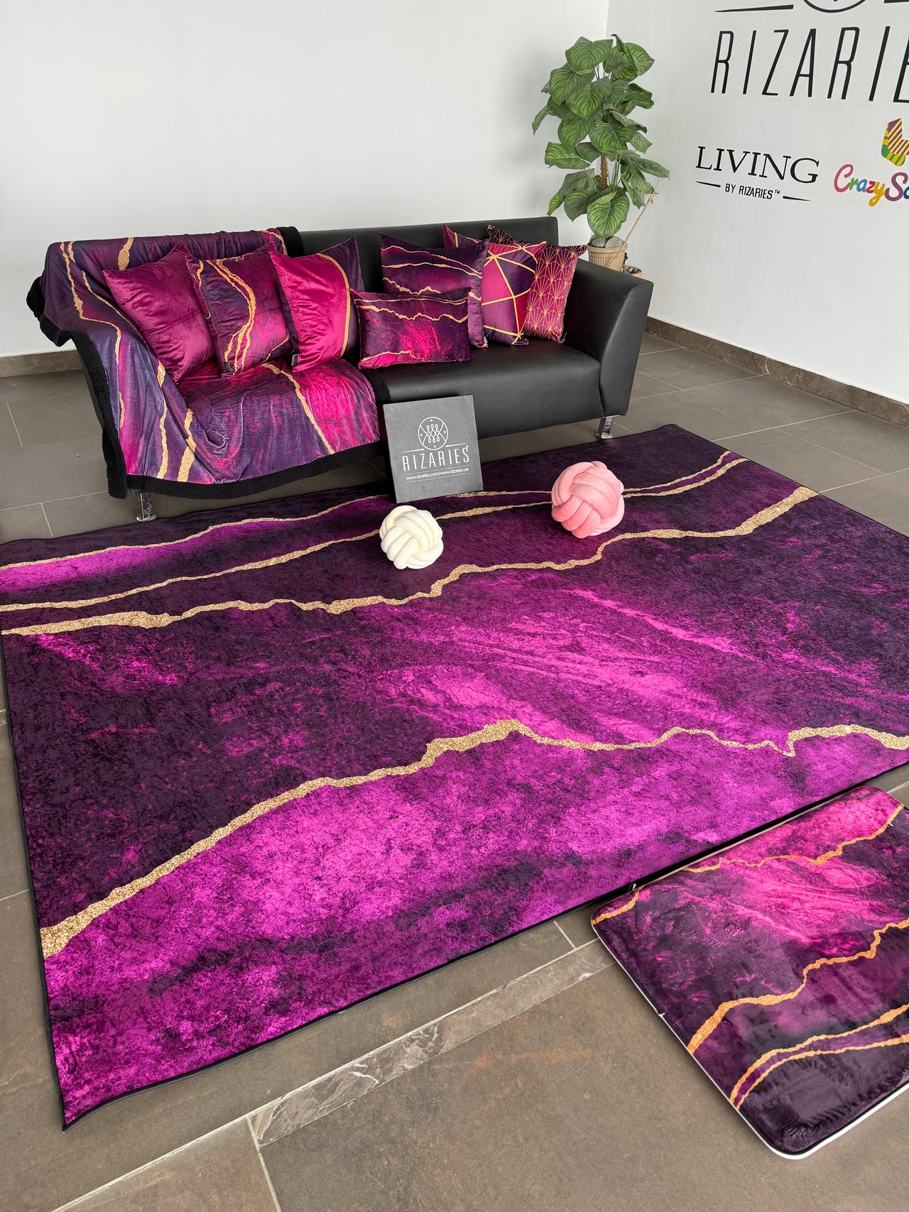 Purple & Gold Abstract Centerpiece (Rug) (CLEARANCE SALE)