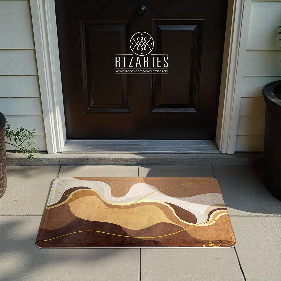 SuperSoft Beige Brown Wavy Door Mat