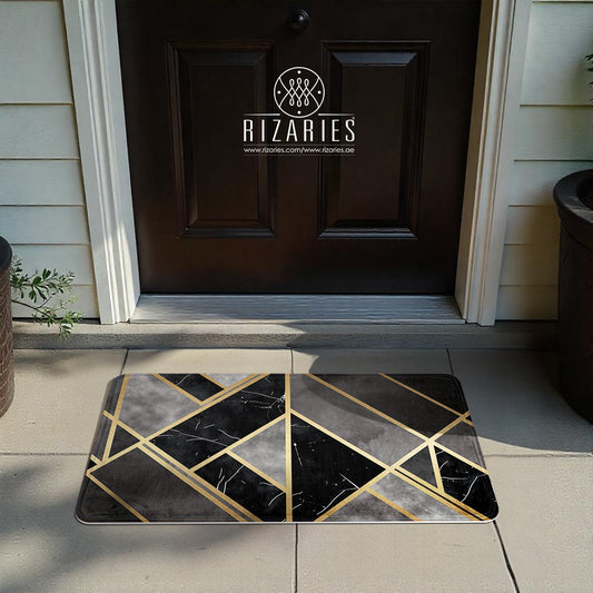 SuperSoft Grey Geometric Door Mat