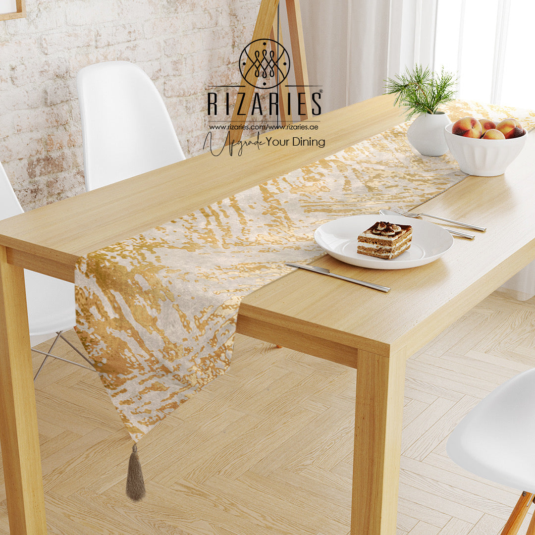 Copper Gold Abstract Pattern Table Runner