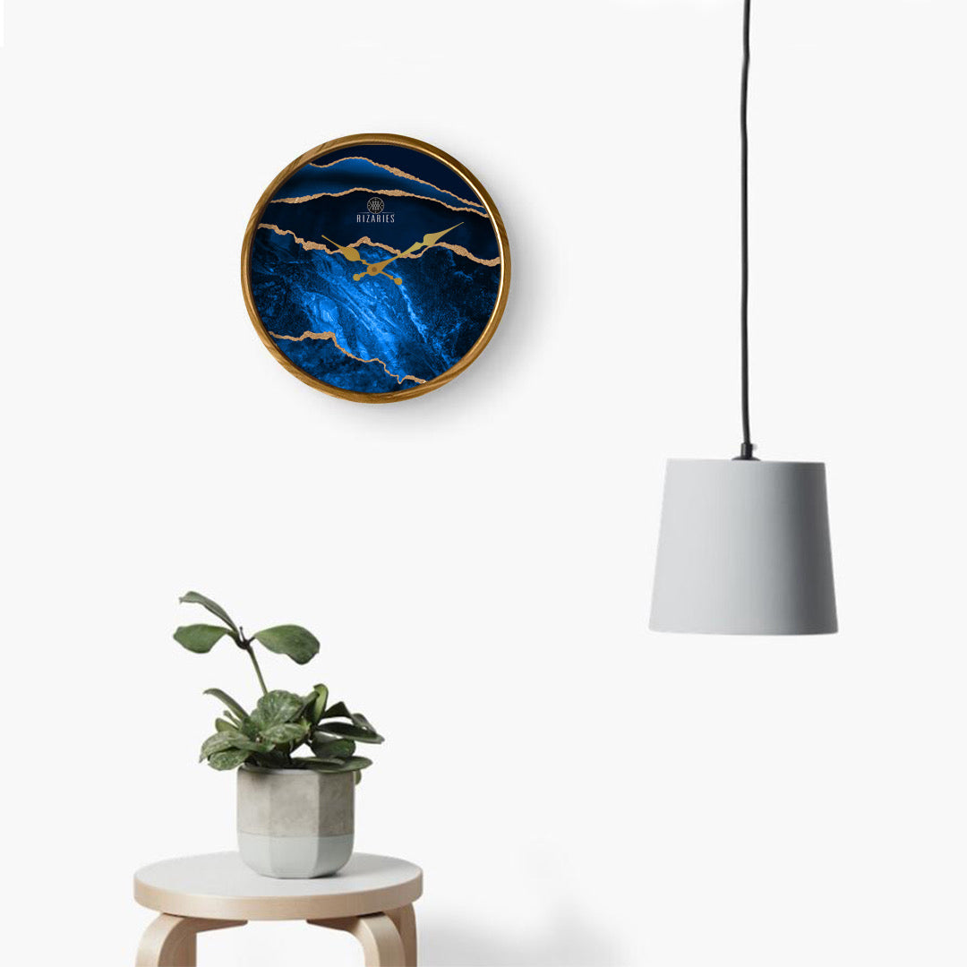 New Blue Gold Wall Clock