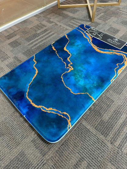 SuperSoft Sea Blue Abstract Door Mat