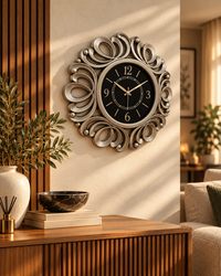 Antique Silver Heritage Wall Clock 18 Inches